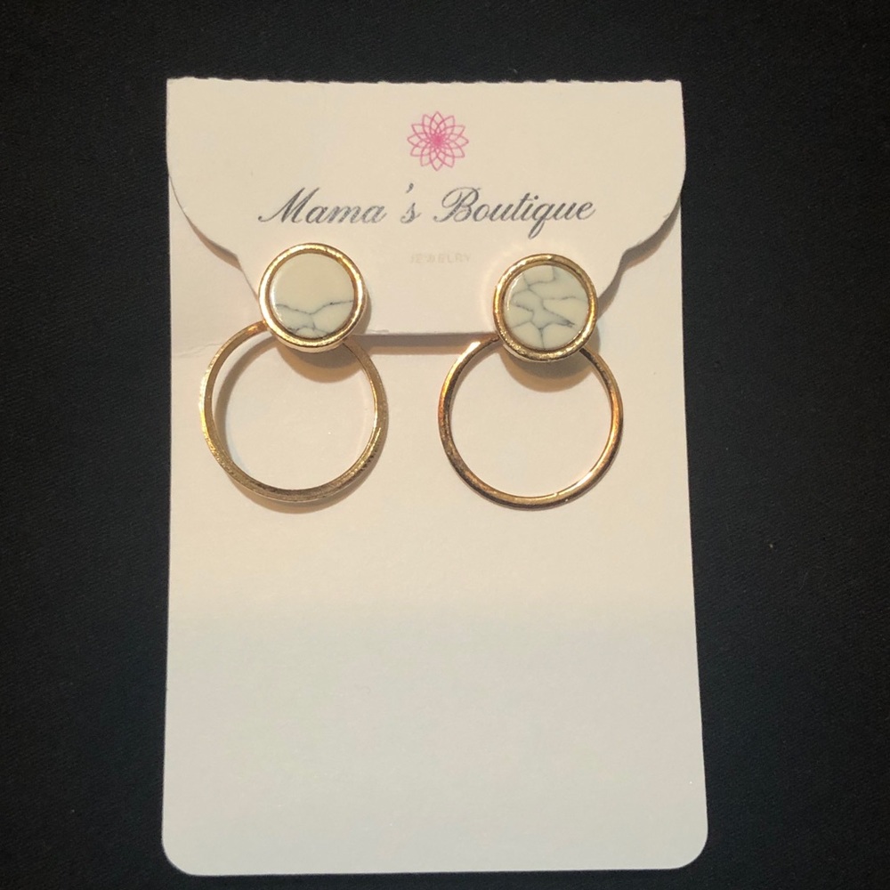 Sale! Two earrings in one faux marble earings